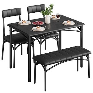 Dining Table Set for 4, Kitchen Table Set for 4 with Upholstered Bench and 2 Chairs, Kitchen Table and Chairs - 1 of 4