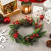 8 Pcs 11 Inch Small Candle Rings Wreaths Artificial Pine Red Berries Pine Cone Faux Christmas Table Centerpiece Decor - 3 of 4