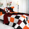 Slickblue Full/Queen Quilt Set, Intricate Hand-Stitching, Quilt & 2 Shams, Block Patchwork in Purple or White, 3PC - 2 of 4