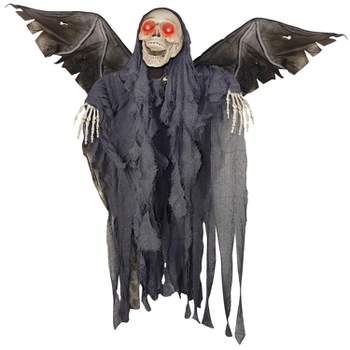 Sunstar Winged Reaper Animated Light-Up Halloween Decoration - 50 in x 42 in - Black