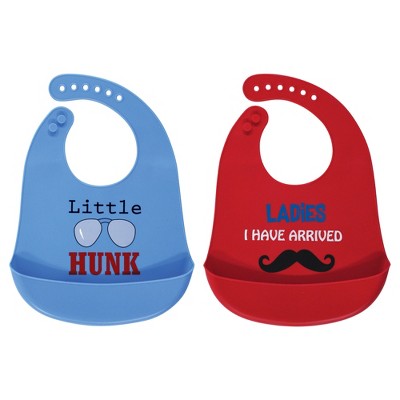 Luvable Friends Baby Boy Silicone Bibs 2pk, Ladies I Have Arrived, One Size