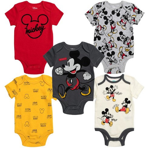 Disney Mickey Mouse Infant Baby Boys 5 Pack Bodysuits 12 Months : Target