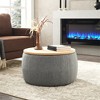 OUTSUPPLY Round Storage Ottoman, 2-in-1 End Table & Footstool with Hidden Compartment for Living Room - 3 of 4