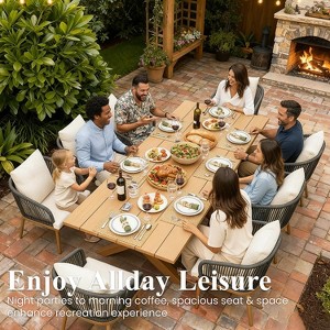 LayinSun 10 Pieces Outdoor Patio Dining Set with Aluminium Rectangular Dining Table and Wicker Rattan Chairs Set - 1 of 4