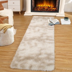 Fluffy Shaggy Rug: Tie-Dyed Furry Non-Shedding Plush Rug – Fuzzy Accent Carpet for Living Room, Bedroom | Soft Feet-Friendly Home Decor Floor Cover - 1 of 4