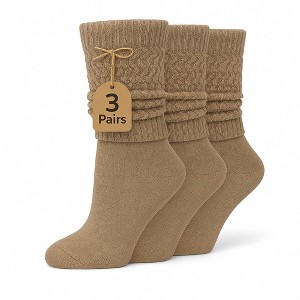 Women’s Lightweight Cotton Slouch Socks Over-the-Calf Knee-High Scrunch Socks 3 Pairs Shoe Size 5-10 - 1 of 3