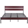 VECELO Queen/King Size Bed Frame with Wooden Headboard, Metal Bed Platform No Box Spring Needed with Heavy Duty Steel Slat, Brown - 2 of 4