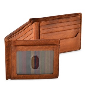 RFID Blocking Bifold Wallets for Men, Brown Full Grain Leather Credit Card Wallet - 1 of 4