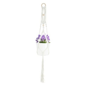 Unique Bargains Macrame Plant Hanger Woven Cotton Indoor Outdoor Decorative - 1 of 4