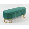 Kumasinova Luxury Velvet Fabric Storage Bench with Metal Legs,Sleek End-of-Bed Bench with Storage for Bedroom and Living Room,300lbs Capacity,Green - 2 of 4