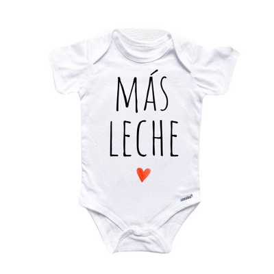 Mas Leche Milk Spanish Mexican Onesie® Baby Boy Girl Clothes Infant Bodysuit Funny Cute Newborn GS1