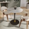 Round Dining Table with Sintered Stone Top and Gold Accents Stainless Steel Pedestal Base – Seats 2–3 People, Kitchen & Dining Room Table for Cafes - 2 of 4