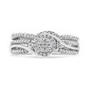 Silver 1/3 Cttw Composite Diamond Frame Bypass Bridal Set Ring and Band - 4 of 4