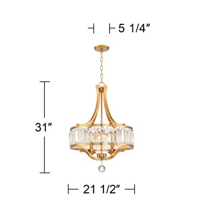 Warm Brass and Crystal 25" Pendant Chandelier
