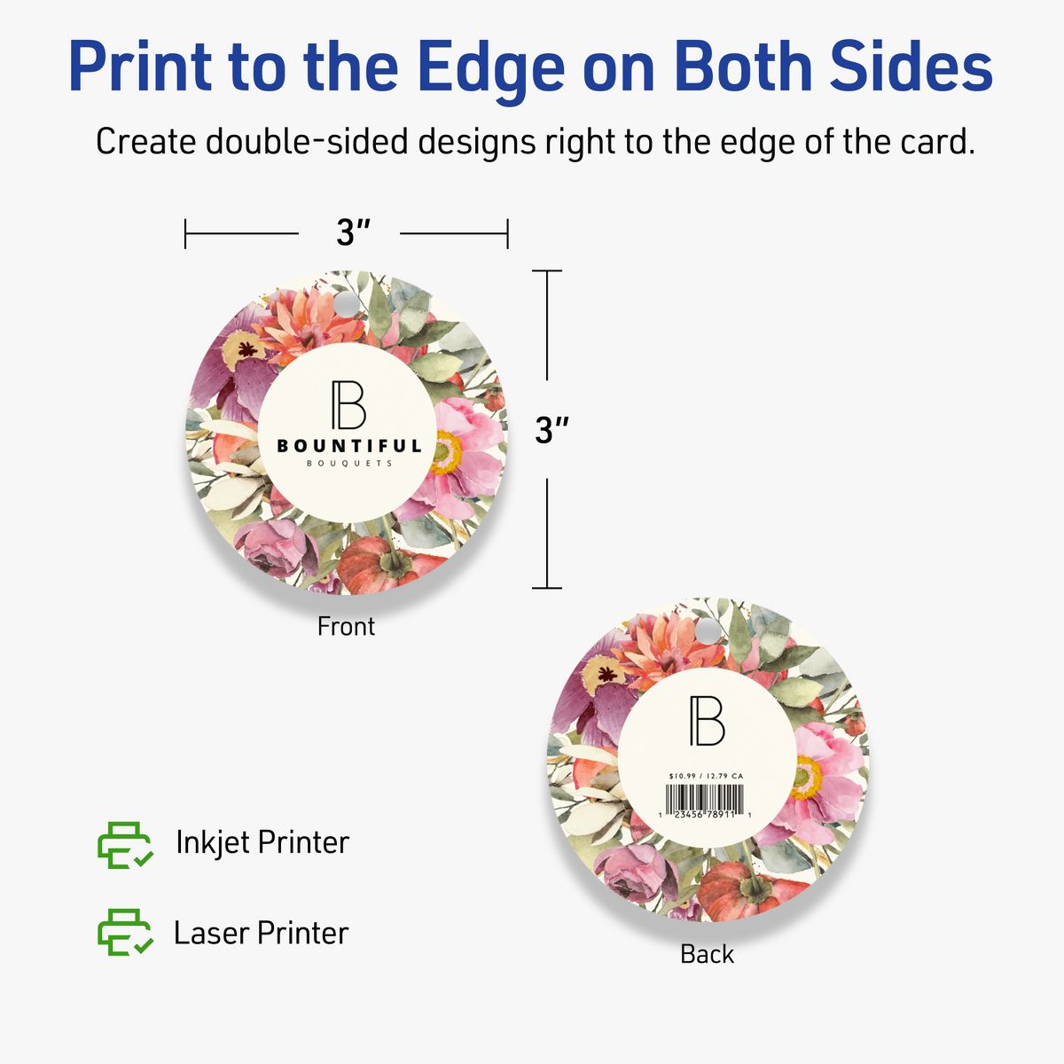 3" Diameter Round, Matte Ivory Printable Tags - thumbnail 6