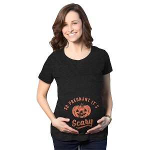 Maternity So Pregnant It's Scary T Shirt Funny Halloween Jack-O-Lantern Pregnancy Tee - Crazy Dog Maternity T Shirt - 1 of 4