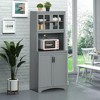 Kitchen Hutch, 70" Pantry Cabinet with Glass Framed Door, Storage Cabinet with Adjustable Shelves and Microwave Space for Dining Room - 2 of 4