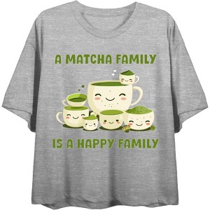 A Matcha Family Is A Happy Family Women's Short Sleeve Crop Top - 1 of 3