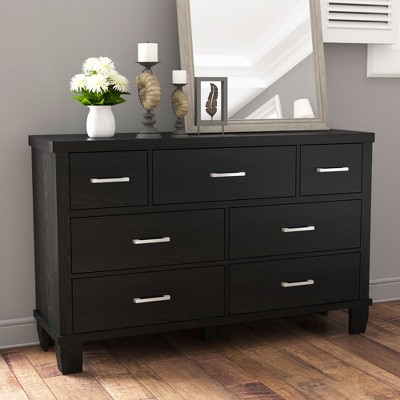 Nasitip 7-Drawer Dresser with Metal Handels, Wood Double Dresser, Storage Chest Organizers for Living Room, Hallway, Entryway