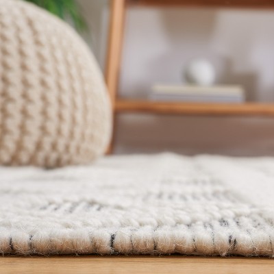 Handwoven Black and Ivory Wool Runner Rug