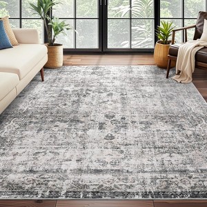 Area Rugs, Machine Washable Large Boho Rugs, Soft Non-Slip Indoor Vintage Distressed Print Lightweight Low Pile Carpet - 1 of 4