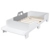 Car-Shaped Twin Bed Frame, Pine Wood Twin Size Platform Bed with Bench and Book Storage Space for Girls Boys Bedroom, No Box Spring Needed - 2 of 4