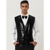 Lars Amadeus Men's Glitter Sequin Sleeveless Suit Vest Set with Bow Tie 2 Packs - image 2 of 4