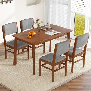 Merax 5-Piece Mid-Century Modern Rectangular Wooden Dining Table Set - 1 of 4