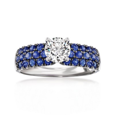 Ross-Simons 1.00 Carat Lab-Grown Diamond Ring With .90 ct. t.w. Sapphires in 14kt White Gold