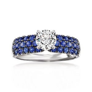 Ross-Simons 1.00 Carat Lab-Grown Diamond Ring With .90 ct. t.w. Sapphires in 14kt White Gold - 1 of 4