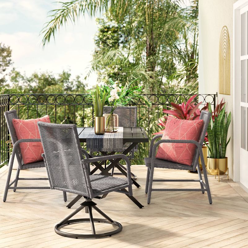 2pc Granby Padded Wicker Outdoor Patio Dining Chairs Swivel Chairs Gray - Threshold™, 2 of 9