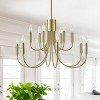 Modern 12-Light Brushed Nickel Chandelier, Tiered Metal Pendant Fixture for Dining Room or Foyer - 2 of 4