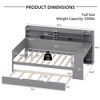 FURNIinspire Beds Wooden Full Daybed with Trundle Shelves and Study Desk for Bedroom Study Guest Room, Gray, 91.3"*64.9"*44.9" - 3 of 4
