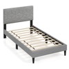 Safstar Twin Size Bed Frame w/Linen Fabric Upholstered Headboard & Wooden Slat Support - 2 of 4