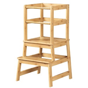 Gulches Wooden Montessori Toddler Step Stool - Kids Learning Standing Tower, Kitchen Helper Stool with Safety Rails & Anti-tipping - 1 of 4