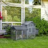 59'' Small Wooden Chicken Coop with Nesting Box and Run,Outdoor Hen House Cage with Removable Tray and 2 Doors for Backyard,Gray - LAOTIES - 2 of 4