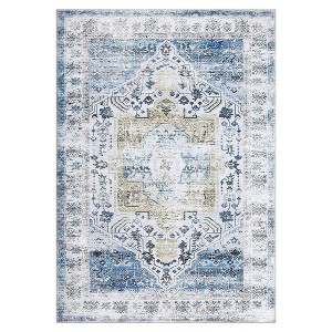 Vintage Rug Soft Oriental Floral Printed Carpet Washable Rug Living Room Bedroom Rug - 1 of 4