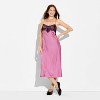 Women's Lace Trim Satin Midi A-Line Dress - Wild Fable™ - 2 of 3