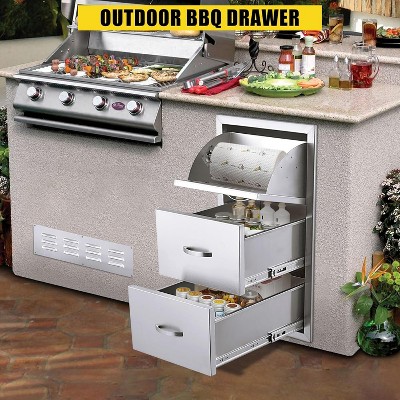 Garvee Stainless Steel BBQ Drawer for Outdoor Kitchen - 30" W x 23" D x 10" H, Weather-Resistant Flush Mount with Silent Operation