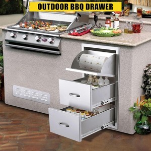 Garvee Stainless Steel BBQ Drawer for Outdoor Kitchen - 30" W x 23" D x 10" H, Weather-Resistant Flush Mount with Silent Operation - 1 of 4