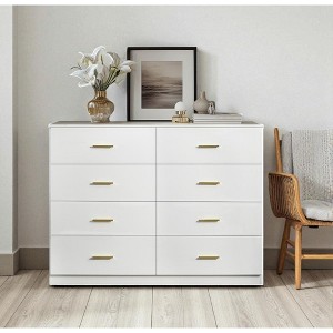 Modern 8-Drawer Dresser for Bedroom, Wide Chest of Drawers with Gold Handles, Storage Cabinet for Clothes, Entryway & Living Room - 1 of 4