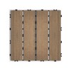 Patio Floor Tiles Pack of 11, WPC Wood-Plastic Composite, DIY Interlocking, Quick Deck, Water Resistant Indoor Outdoor - 11.8" 3D TEAK - 2 of 4