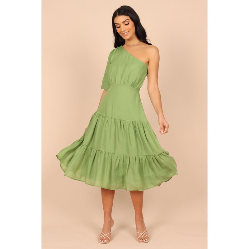 Petal and Pup Womens Milla One Shoulder Tiered Midi Dress, 1 of 7