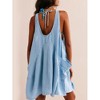 Women Tank Dress Sleeveless Scoop Neck Loose Mini Dress A-Line Sundresses Swimsuit Coverup with Pockets Sky Blue M - 4 of 4