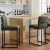 Bar Stools, 24" Seat High Counter Height Leather Barstools with Back and Metal Frame, Upholstered Bar Chair Stools for Kitchen Island - 4 of 4