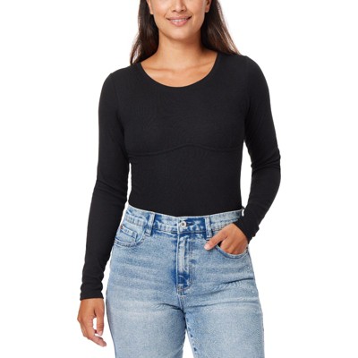 Wallflower Women's Rib Knit Bodysuit, Black Night, Xl : Target