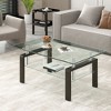 Lirago Tempered Clear Glass 2-Layer Coffee Table-Modern Living Room Center Table with Cascading Edges & Layered Design 23.62"W * 39.37"L * 17.32"H - 3 of 4