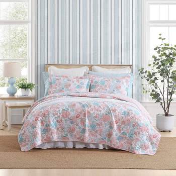 Laura Ashley Full/queen Wisteria Comforter Set Blush : Target