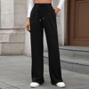 Coolmee Women's Wide Leg Pants Flowy Casual Pants Straight Leg Elastic Waisted Stretch Palazzo Pants - 4 of 4