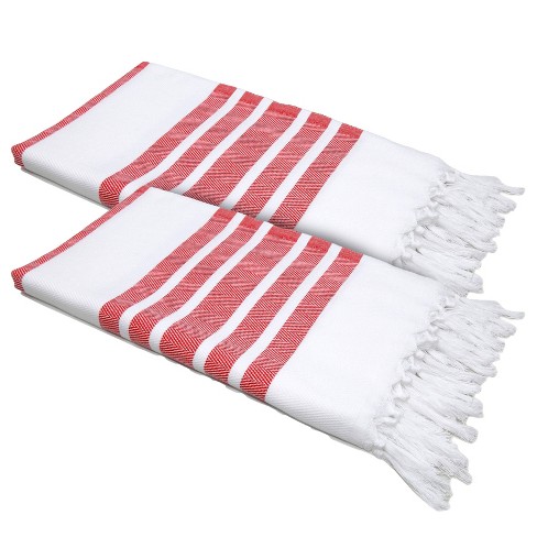 American Soft Linen Peshtemal Beach Towels, Turkish Terry 35x60 Inches - Rose